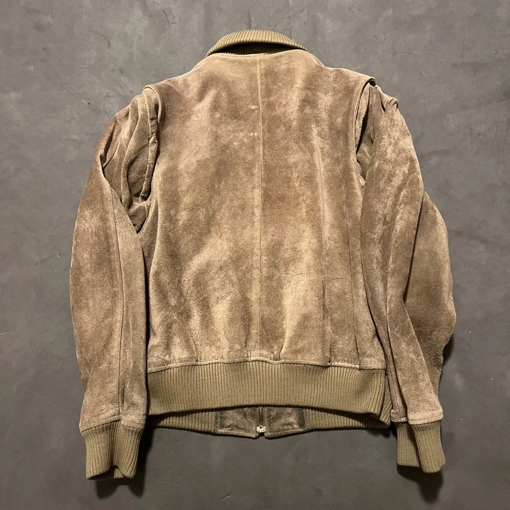 Polo Country Ralph Lauren‎ Vintage Suede Leather Bomber Jacket Tan Mens Large - Picture 2 of 10